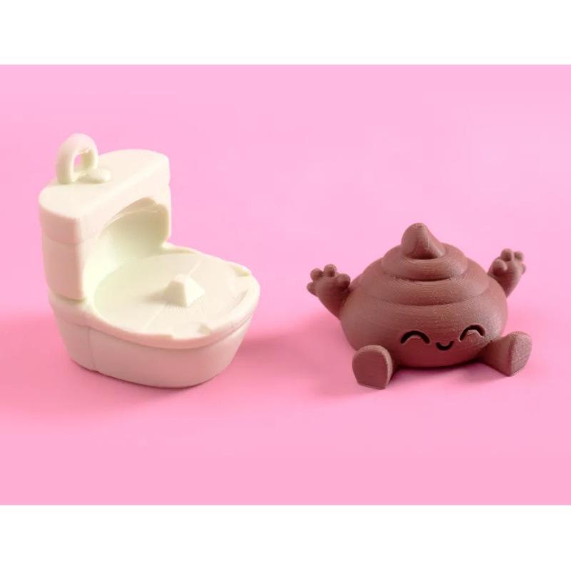 Happy Poop Toilet Ornament 3D Printed Funny Pendant Decoration for Bathroom & Desktop Novelty Gifts for Friends