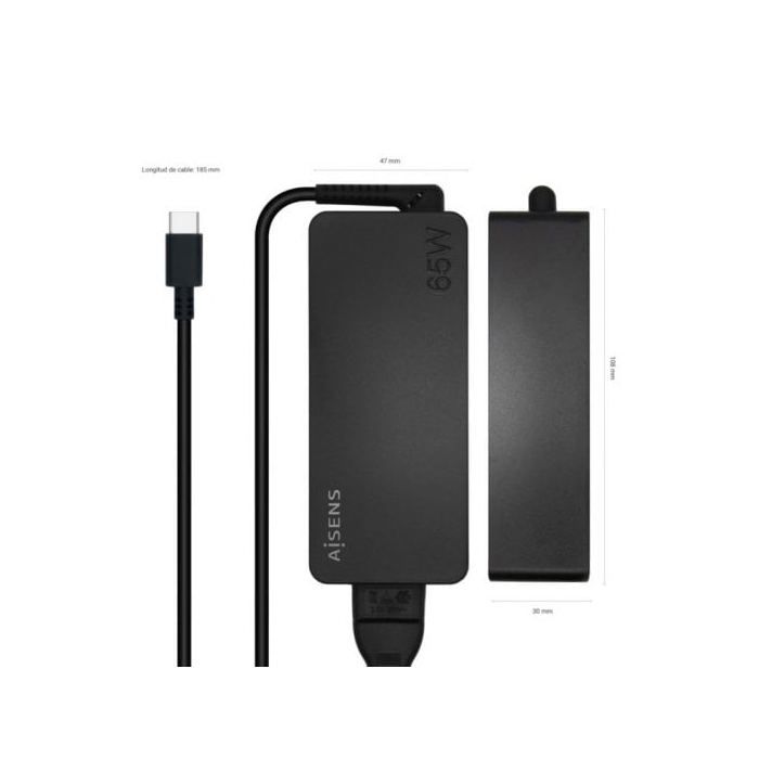 Chargeur USB-C - AISENS - Pd3.0 - 65W - 1,8M - Noir