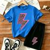 Leopard Lightning Printed 15 Colors Outdoor Street Women's T-shirt and Shorts 2 Piece Set Summer Home Casual Outfit Men and Women's Sports Set