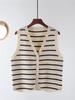 Striped Sleeveless Cardigan for Women - French Chic Autumn 2026 Vest