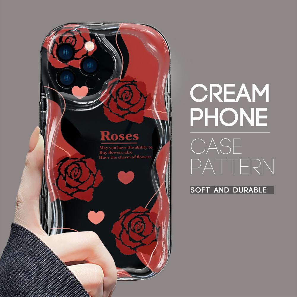 Pentru iPhone 16 15 14 13 12 Pro Max Samsung S24 Ultra S23 S22 Plus Redmi Note 13 Pro Model Trandafiri Margine Ondulată Silicon Moale Protecție Lentilă Completă Husă Telefon