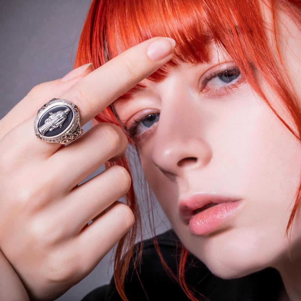 Artemis Classic Black Virgin Mary Free Size Silver Accessories for Men and Brand Silver 925 Sterling Silver Ring, (ac-acr0220), Women, Jewelry, Ring,