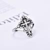 Men Pop Vintage Sterling Silver Cross Open Ring