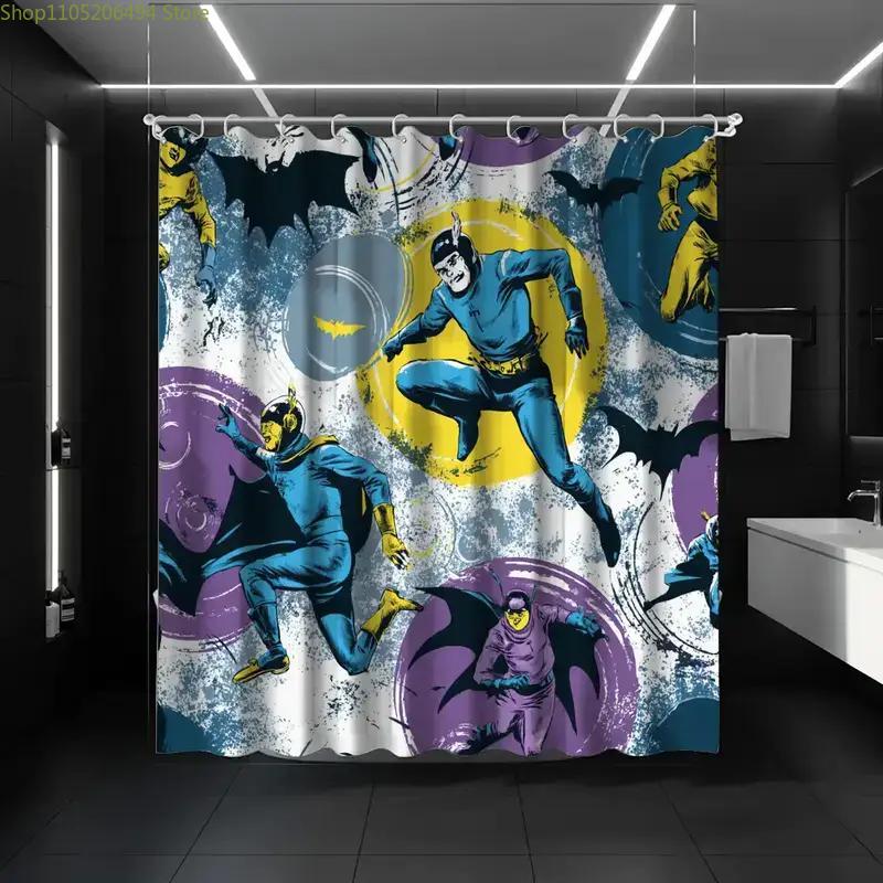 1pc Superhero Theme Party Bathroom Shower Curtain, Hero Day Design with 12 Hooks, 70.87x70.87inch Home Decor, Bathroom Decor,