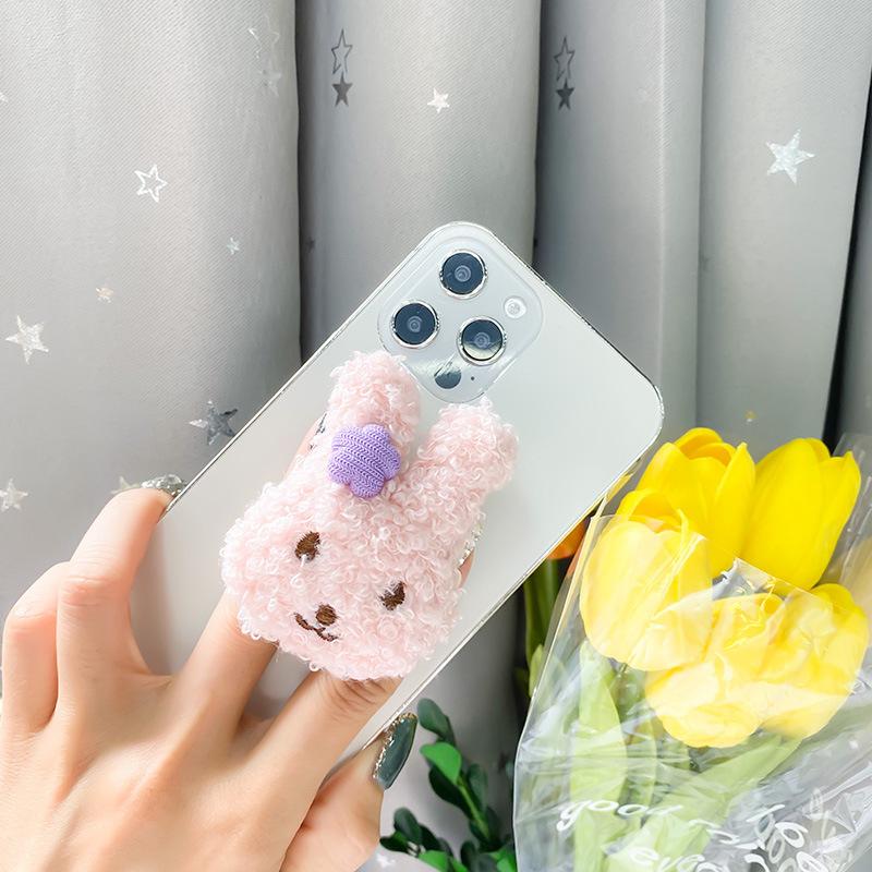 Rabbit Cute Wind Girl Heart Plush Mobile Phone Airbag Lazy Desktop Bracket Paste Retractable