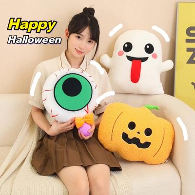 Halloween Pumpkin Throw Pillow Cute Little Monster Ghost Plush Toy Doll Children Candy Throw Pillow Holiday Decoration