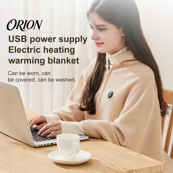 Graphene Heating Pad USB Heated Shawl Blanket, 3-Level Adjustable Temp, Wearable Warming Wrap Cozy Winter Blanket for Home Shoulder Waist Knee,