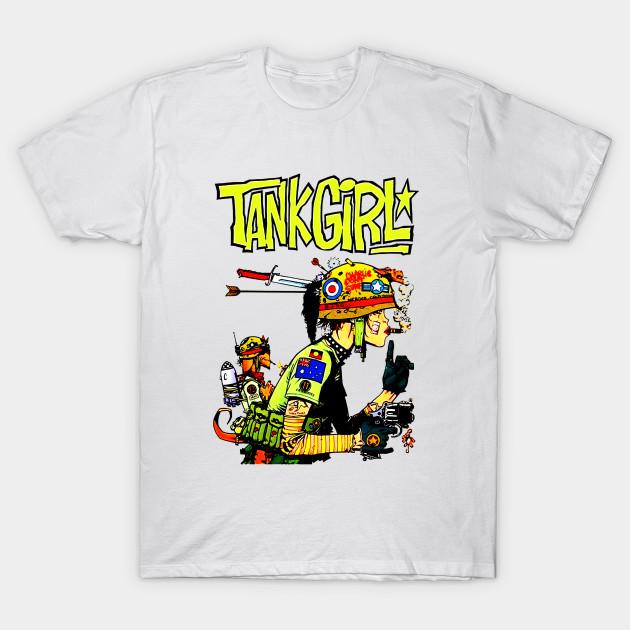 

Men Black Print T-shirt The Tankgirls Band No-Cut Transfer Paper Print Cotton Tshirt S білий