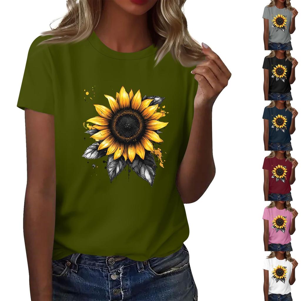 Unisex Casual Mote Trykk Crewneck Løs T-skjorte