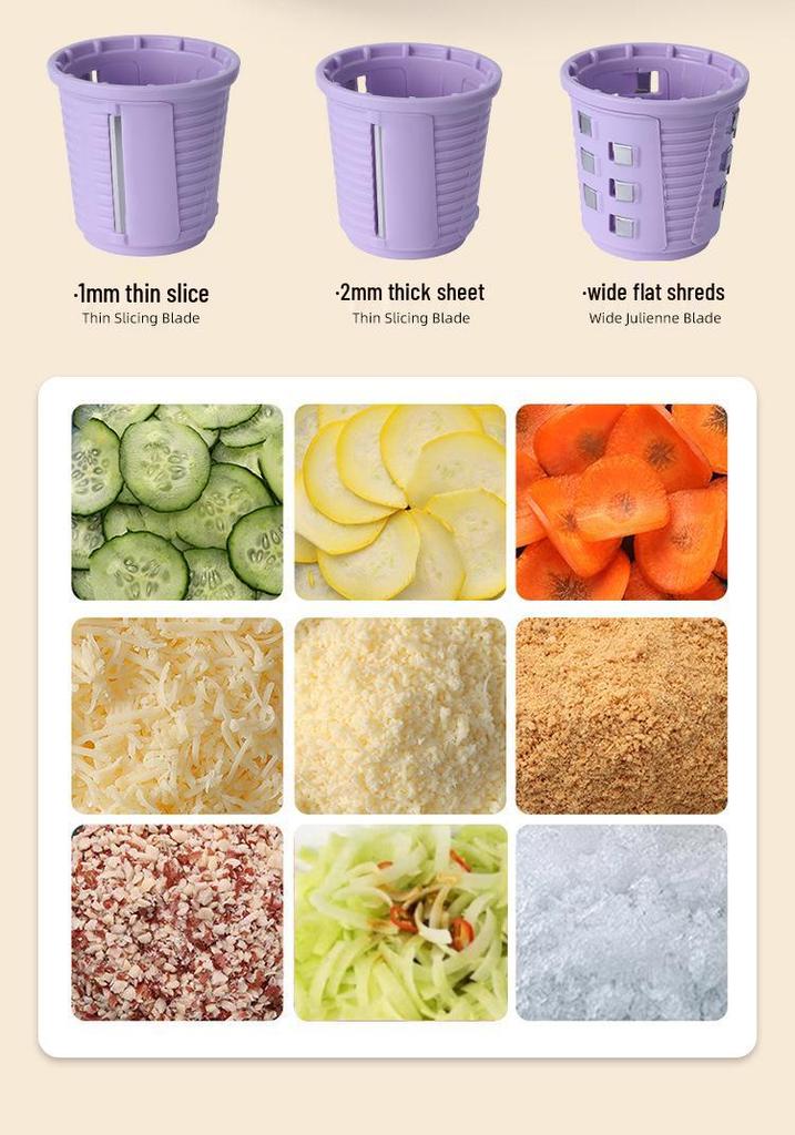Wireless Multi-functional Electric Vegetable Cutter and Cheese Shredder