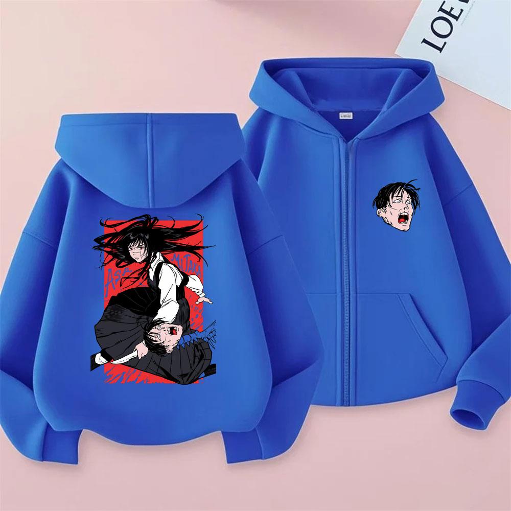 Anime Chainsaw Man Reißverschluss-Hoodie Hayakawa Aki und Makima Grafik Reißverschlussjacke Mantel Herren Damen Mode Lässige Oversized Hoodies