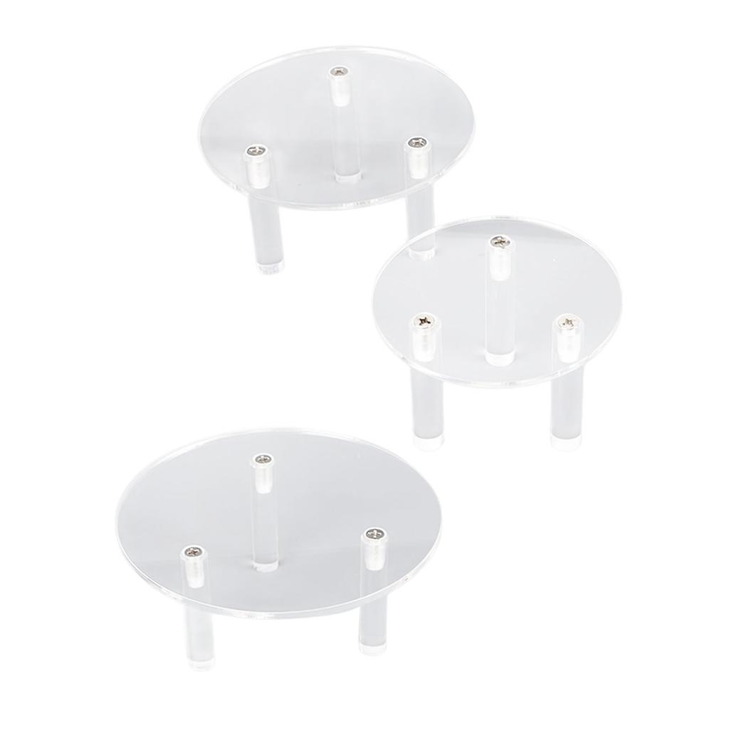 3 PCS Round Acrylic Display Stand Set Easy To Install Round Acrylic Jewelry Display for Rings Earrings Mini Figurines