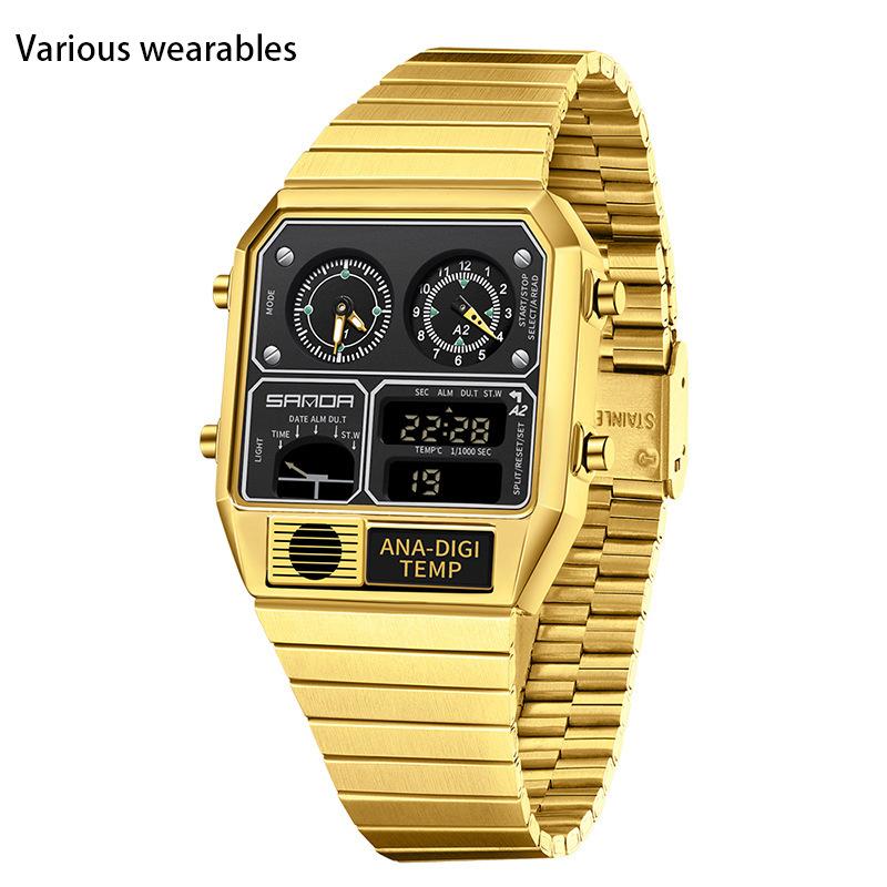 

Электронные часы с квадратным стальным ремешком Электронные часы с термометром Секундомер Хронометр Многофункциональные электронные часы