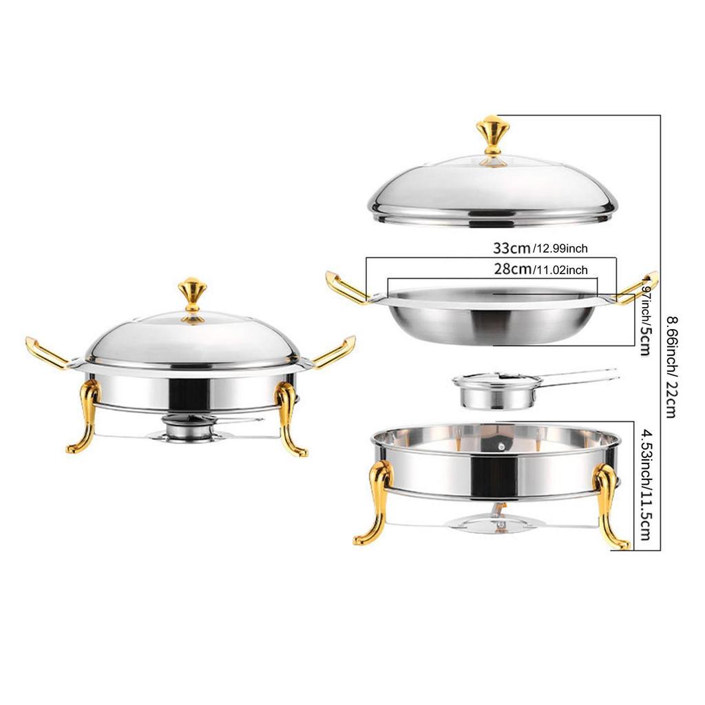 Chafing Dish Buffet Set Servers and Warmers Round Chafers for Catering W/ Lid Party