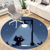 1pc Night Cat Office Round Area Rug, Indoor Mat Suitable For Office, Under Office Chairs Bedroom Living Room Home Decor, Room Deco 078