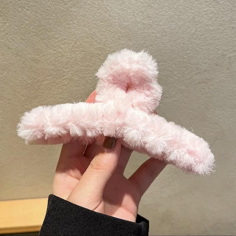 Kawaii Autumn Winter Fur Hair Claws Clip  Vintage Solid Hairy Shark Hair Clip Hairpin Korean Accessories For Women Girls
