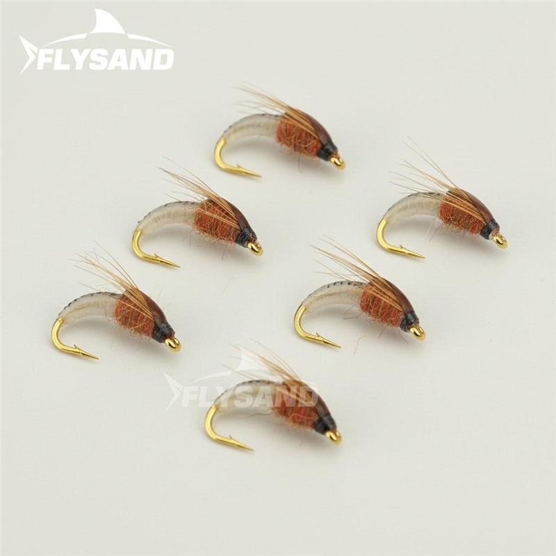 6Pcs Realistic Nymph Scud Fishing Lures Trout Flies 12 Mustad Hooks Waterproof Box Freshwater Bait 6PCS