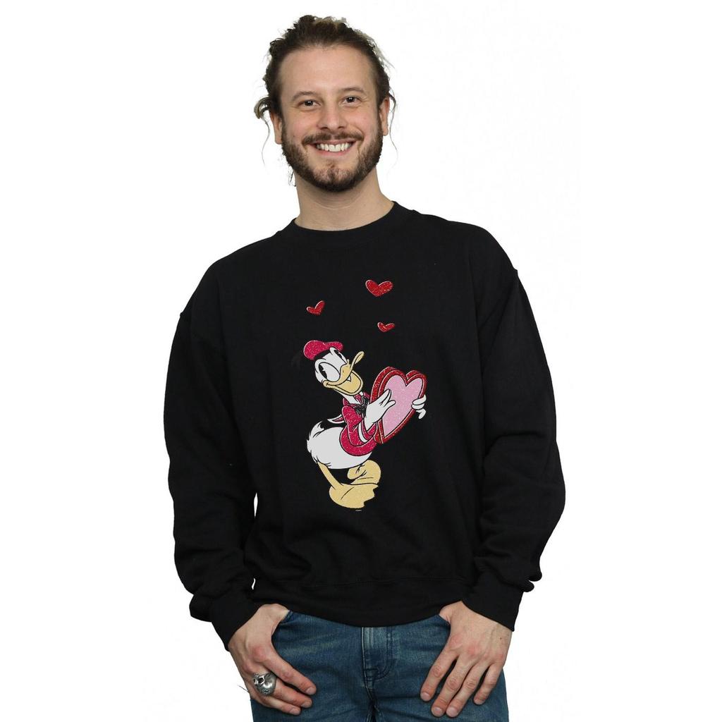 Disney Mens Donald Duck Love Heart Sweatshirt