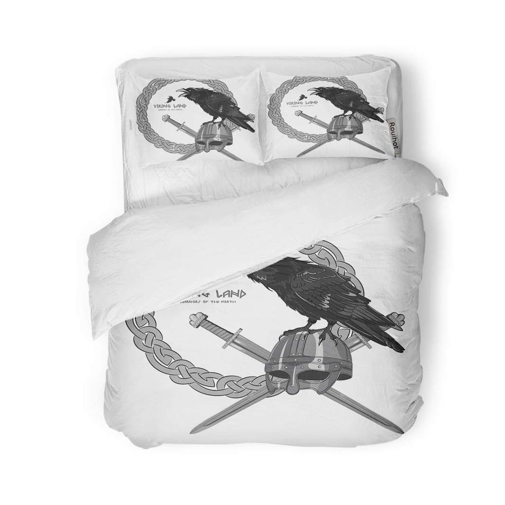 Viking Vintage Król Królowa Poszwa na Kołdrę Mitologia Nordycka Zestaw Pościeli Średniowieczny Folklor Totem Poszwa na Kołdrę Szary Poliester Poszwa na Kołdrę