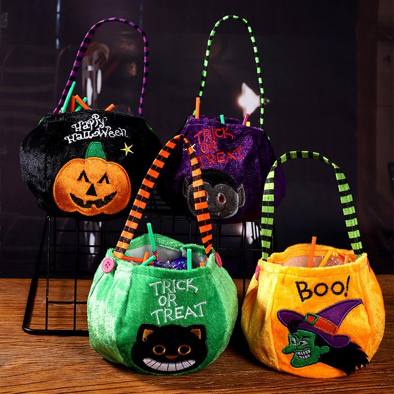 Cute Halloween Candy Bag Halloween Pumpkin Pattern Portable Three-dimensional Handbag Cosplay Props Gift Basket Kids Gifts