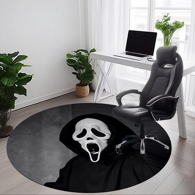 1pc Scream Mask Chair Carpet for Office Non Slip, Machine Washable Rug for Office, Room Holiday Decor for Christmas, Birthday Polyester