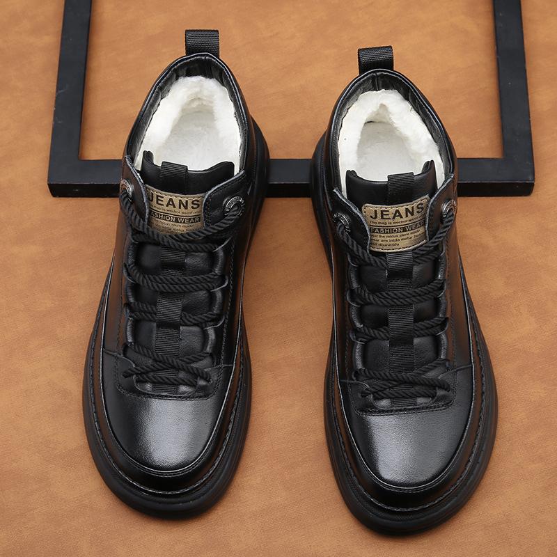 Fashion men Boots Winter 2024 spring Autumn Winter Boots Men genuine leather platform Fashion cotton Keep Warm Men's Ankle Botas mujer