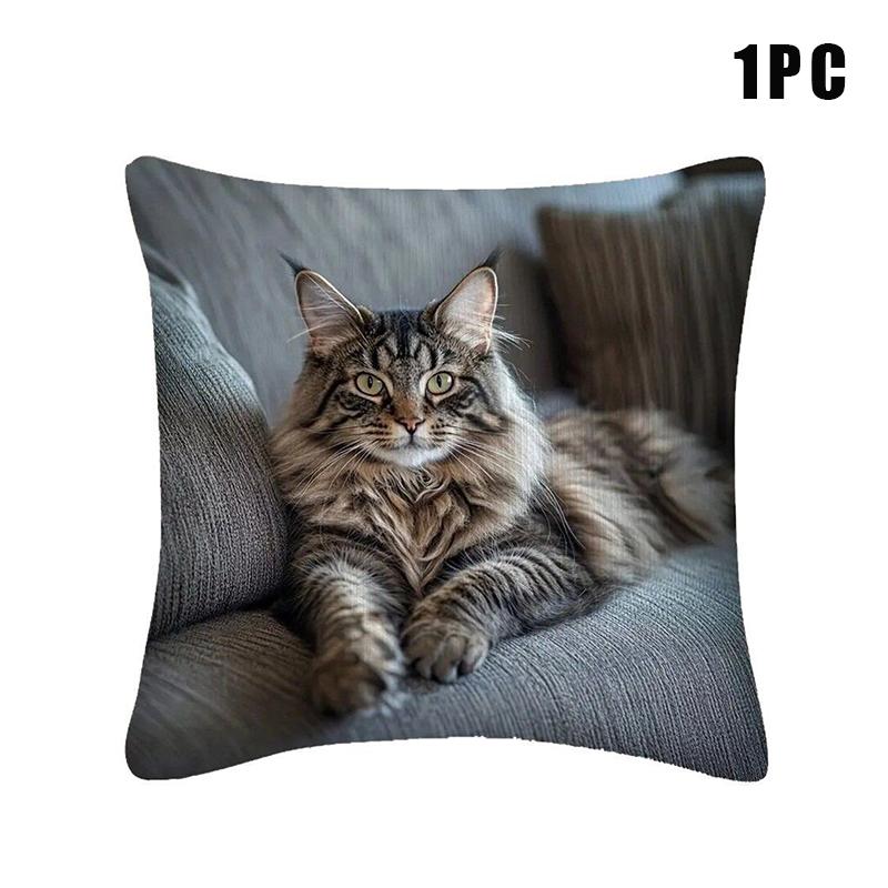Новый Чехол для квадратной подушки с кошачьим узором 18X18 дюймов Односторонняя печать Чехол для домашней подушки Украшение для гостиной