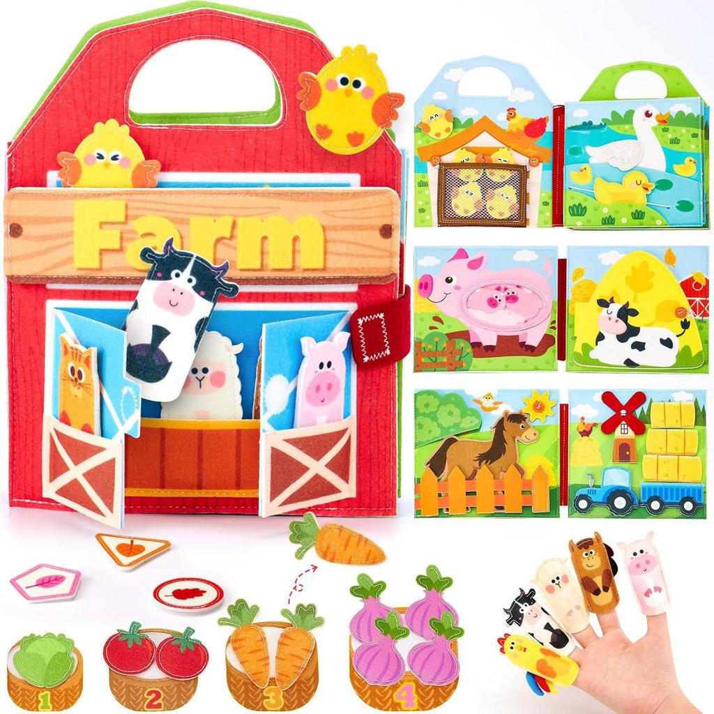 Children's Early Learning Quiet Book: Felt Farm Theme with Tear-and-Stick Activities
