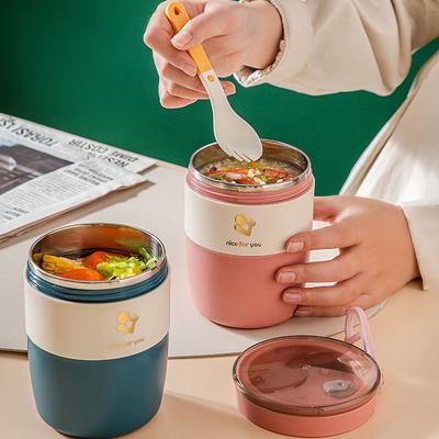 Leakproof Rectangle Grid With Spoon Food Containers Lunch Box Bento Box for Kids