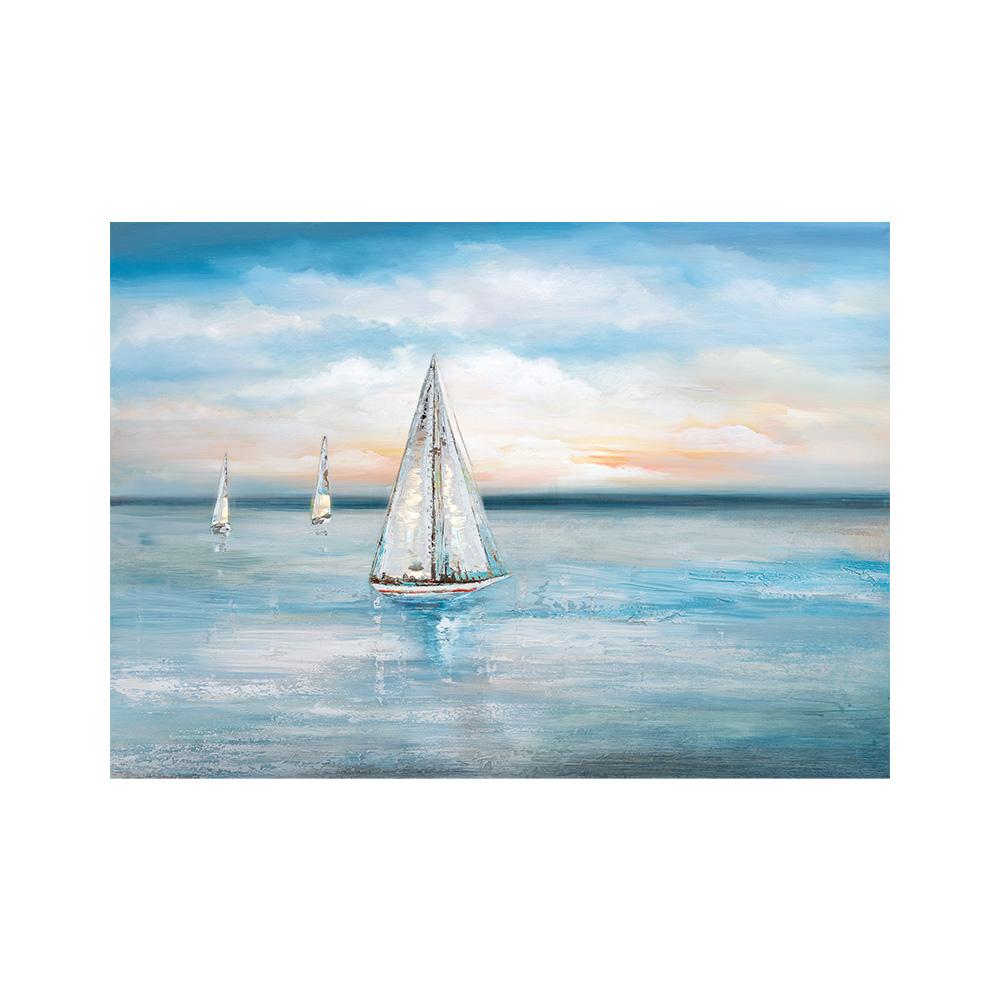 Vintage Ship Sailing Retro Nordic Canvas Poster Painting Boat At Sea Wall Art Pictures for Living Room Bedroom Office Decor