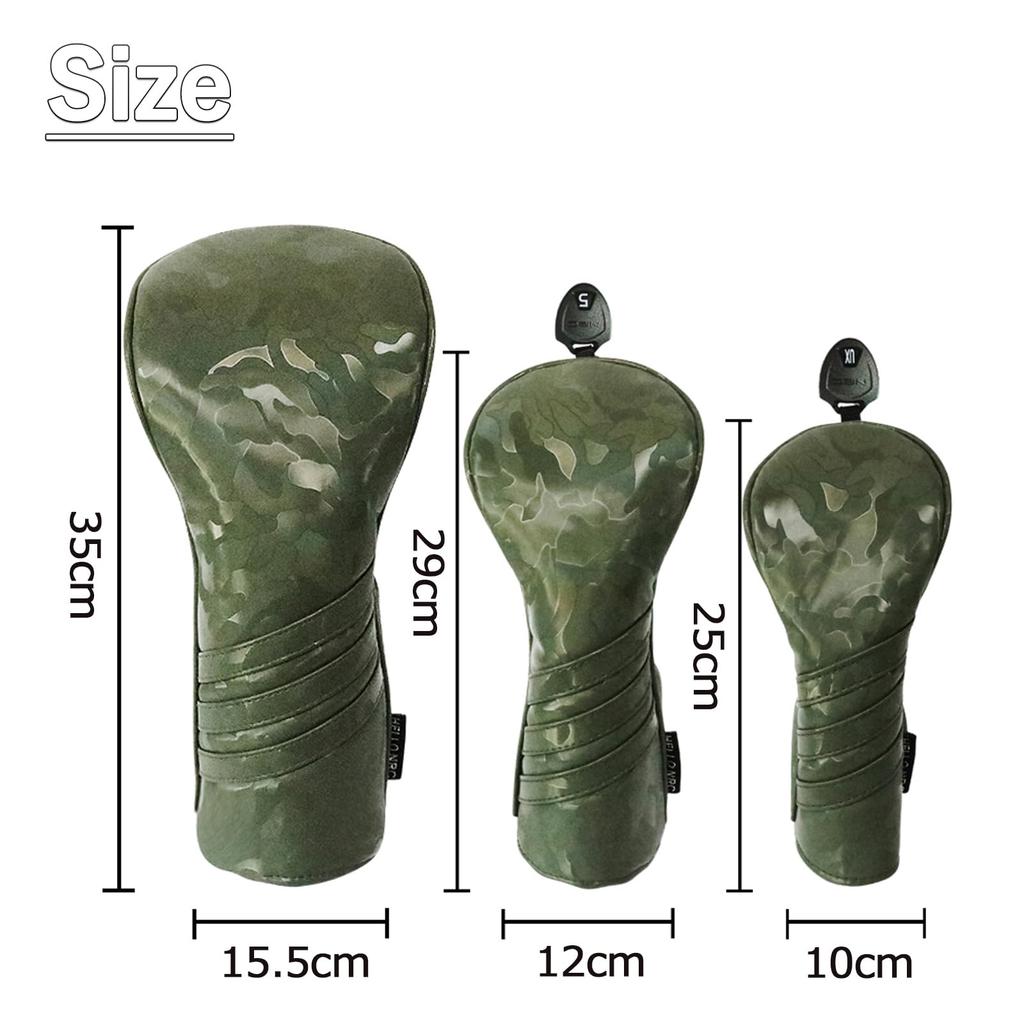 Head Cover Utility Driver Wood Golf Head Cover UT DR FW Cover Laser Camouflage Waterproof Specification Set of 4 FW X (Green, (DR, 2, UT))