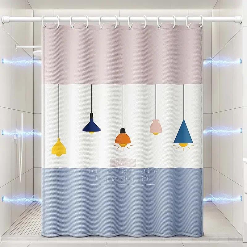 Tenda da Doccia con Motivi Cartoni Animati Multipli Impermeabile Antimuffa Inodore Materiale Dacron di Qualità Decorazione Vasca da Bagno Regalo per Coppia