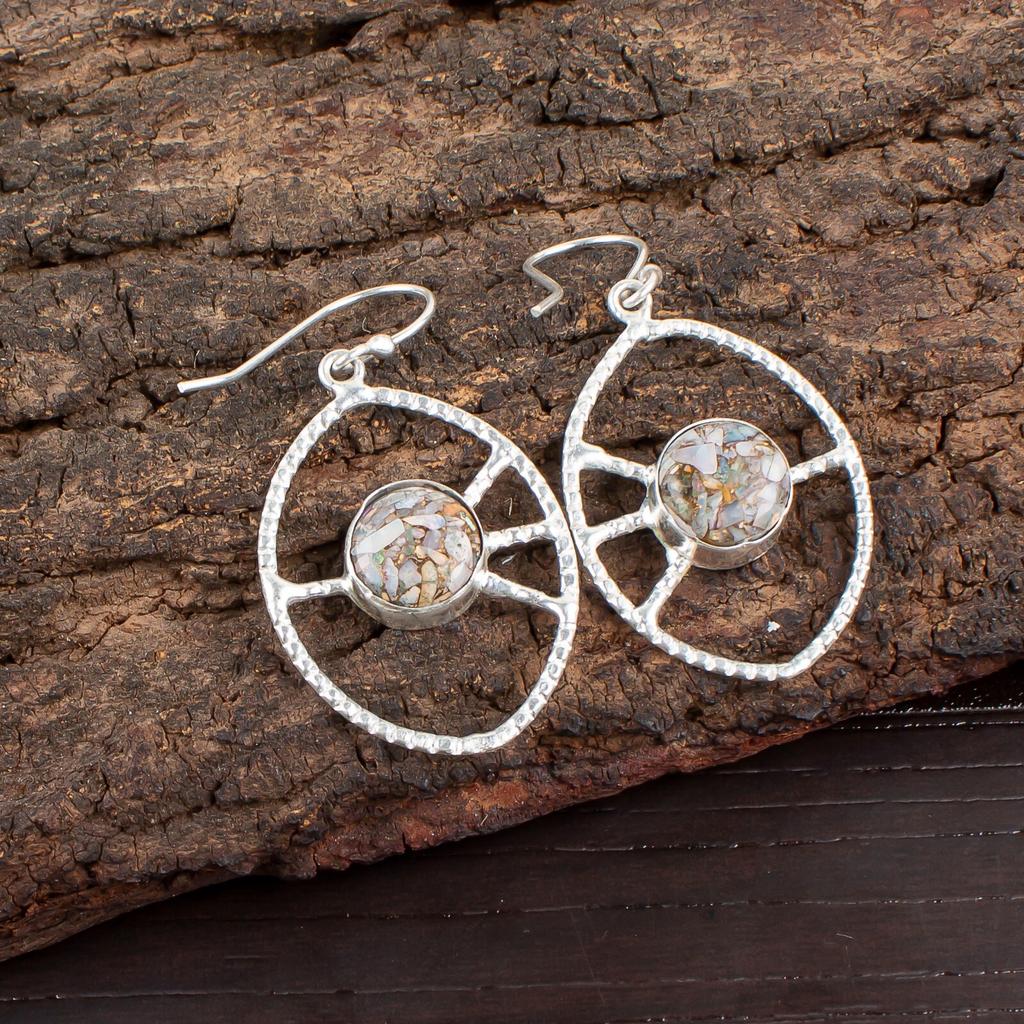 Ethiopian Opal Copper Gemstone 925 Sterling Silver Jewelry Gift Earrings 2.00" EE-52-37