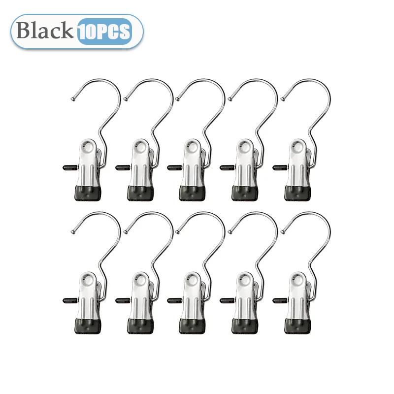 10~80PCS Closet Clothes Organizer No Trace Clothespins Clothes Pegs with Hooks Stainless Steel Socks Drying Clothes Hangers Clip