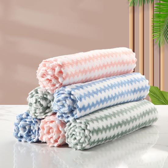 5Pcs Kitchen Cleaning Dish Cloth Superfine Fiber Rag Strong Water Absorption Powerful Decontamination Quick Drying Dish Cloth