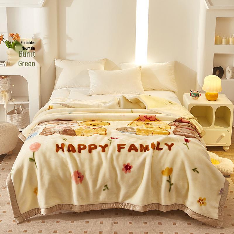 Double-Layer Thickened Raschel Blanket - Super Soft Anti-Static Fleece for Autumn/Winter, Perfect Wedding Gift.
