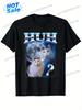Playful Humor Funny Cat Meme Tshirt Unisex Adult 100 Short Sleeve Black Huh Pattern With Cat And Moon Cas Black