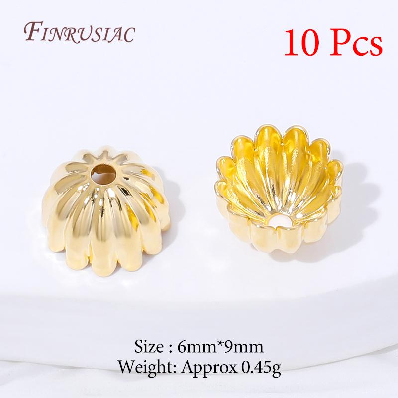 Multiple Styles 18K Gold Plated Beads Caps For Jewelry Making,Brass Flowers Caps For Bracelets DIY Accessories,Tassel End Cap