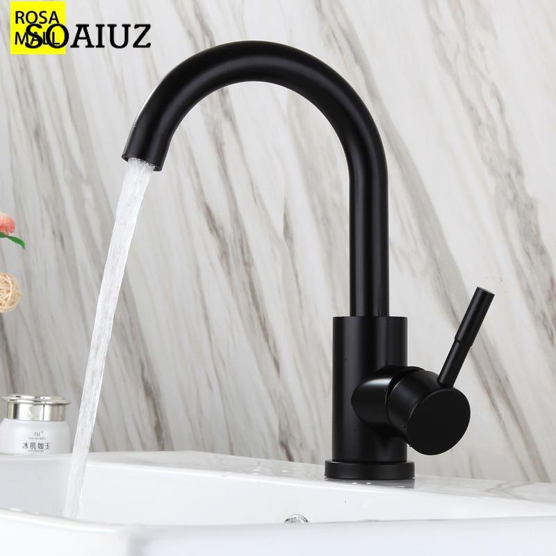 Kitchen Black Faucet Tap 304 Stainless Steel Basin Water Faucet Hot and Cold Washbasin Black Faucet Flexible Sink Faucet