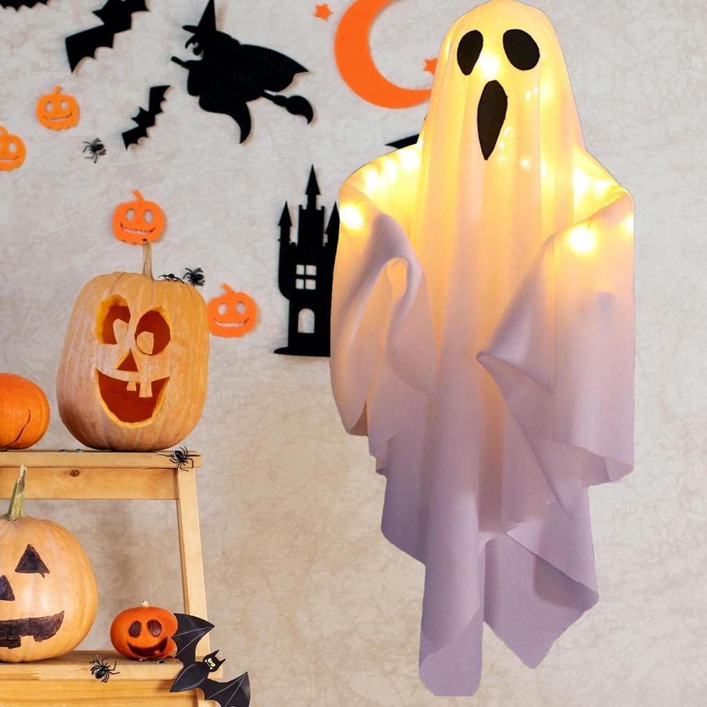 Outdoor Hanging Ghost 19.6in White Flying Ghost for Halloween Party Decorations Hanging Decor for Indoor Garden Yard