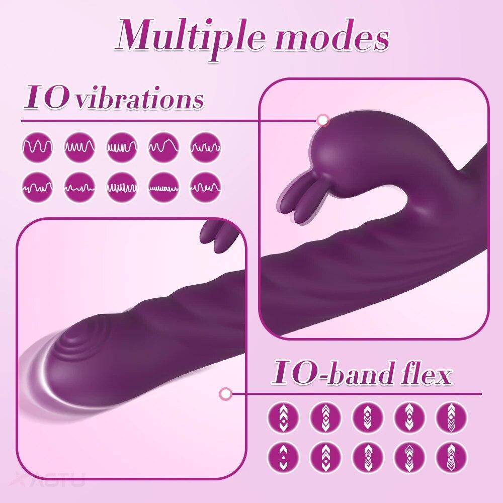Powerful Thrusting Rabbit Vibrator Female Clitoris Stimulator G Spot  Massager 2 In 1 Dildo Sex Toys Shop Adult Goods for Women