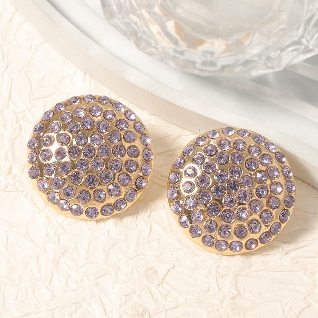 Exquisite and Trendy Fashion, Full of Diamonds, Simple Geometric Round Alloy Studs, Versatile Daily Temperament Women's Accessories