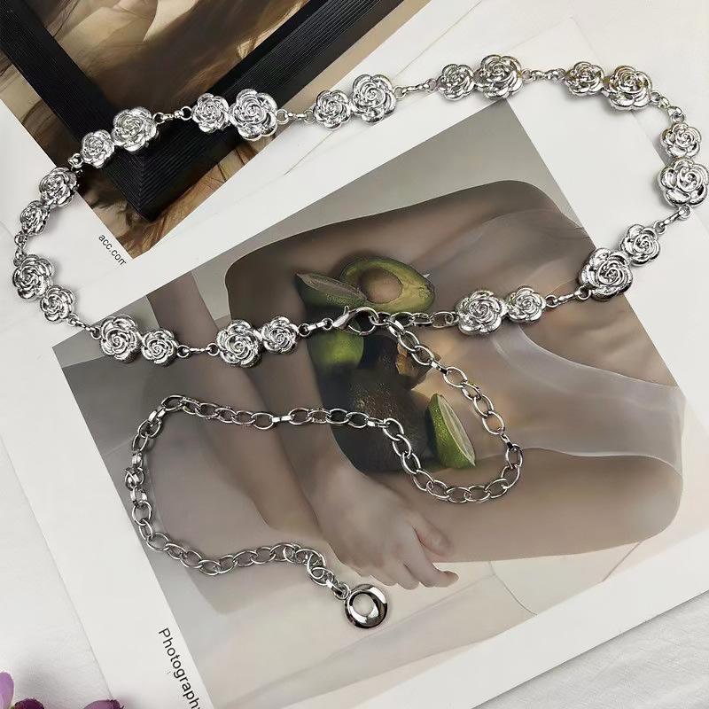 

Металлическая Цветочная Цепочка на Талию Ретро Универсальный Ремень Женский Костюм Джинсовый Украшение Пояс Аксессуары Для Одежды серебряный