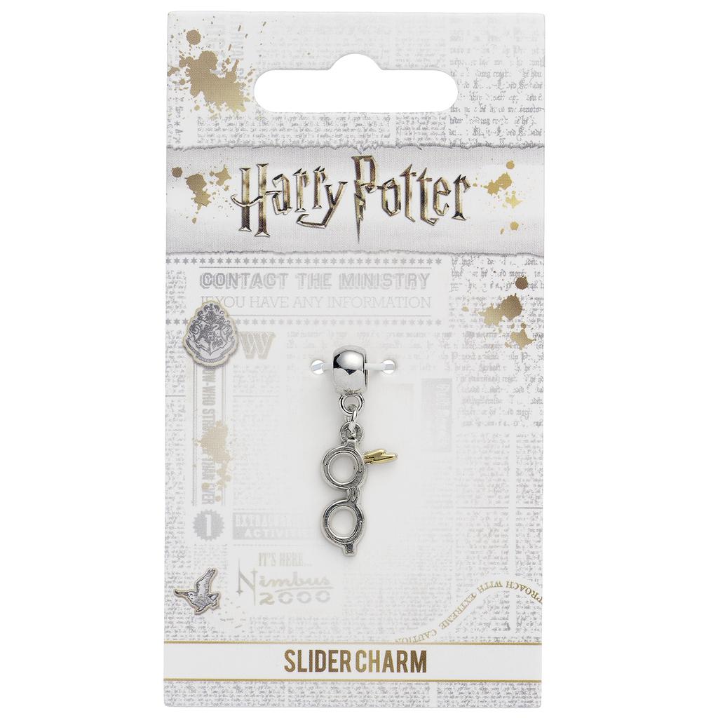 Harry Potter Lightning Bolt with Glasses Slider Charm Silver