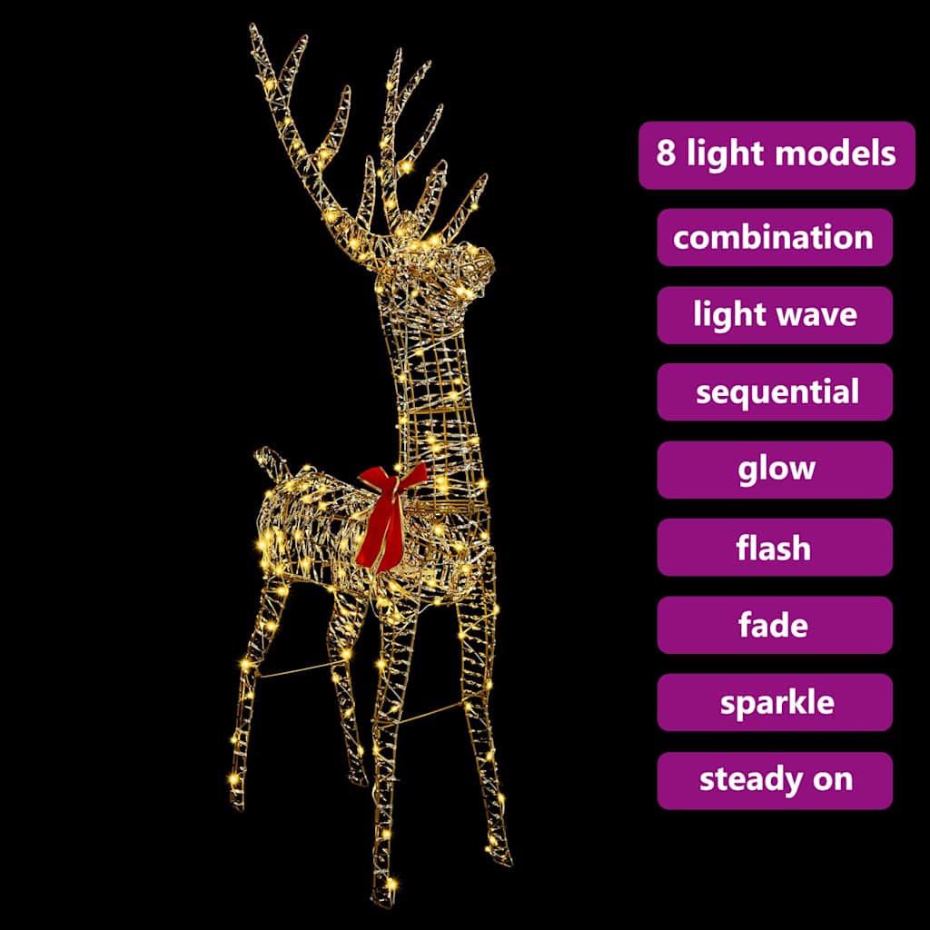 3D Reindeer 140 LEDs Warm White 128 Cm PET