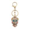 Halloween Skull Keychain Charm, Floral Skull Bag Charm with Alloy Hardware, Lobster Clasp and Round Key Ring for Keys
