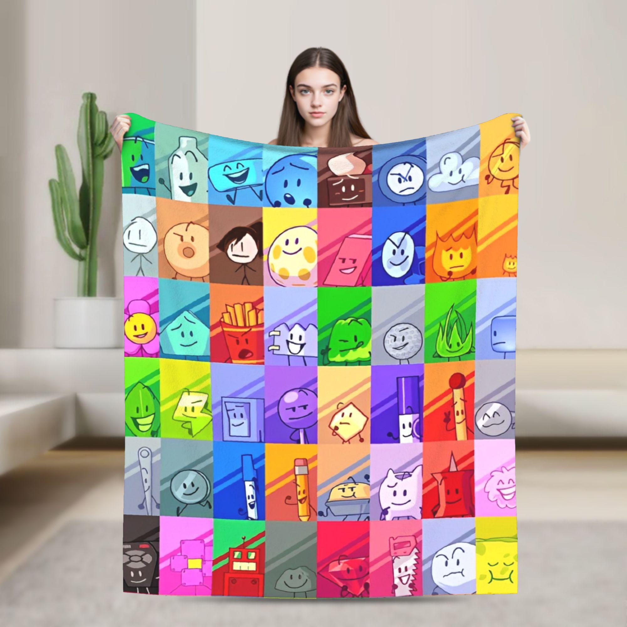 

BFDI Inanimate Insanity All Characters Flannel Blanket Soft Throw Blanket for Home Decor Travel Print Bedspread Sofa Bed Cover 30x40in