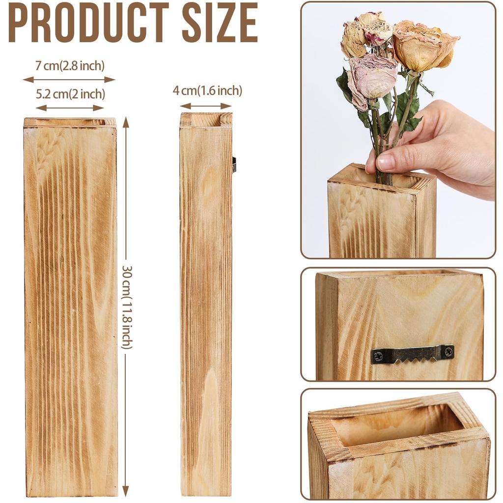 Holz Wand Pflanzgefäß Wanddeko für künstliche Blumen Pflanzen Hölzerne Pflanzenhalter Wandpflanztasche Vase Hängend für Wohnzimmer Be