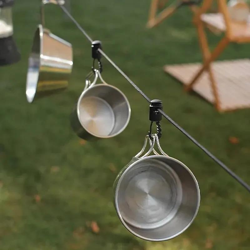 Tragbare Outdoor Winddichte Wäscheleine Verstellbare Wäscheleine Baldachin Hängeseil Wäscheleine Multifunktionale Camping Wäscheleine