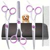 Professional Canine Grooming Scissors Knife Set with Curved Scissors and Comb - Stainless Steel, Haircut Kit for Right-Hand Dogs and Cats